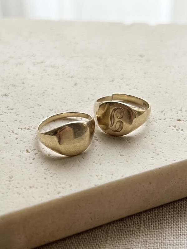 Before — two worn old signet rings